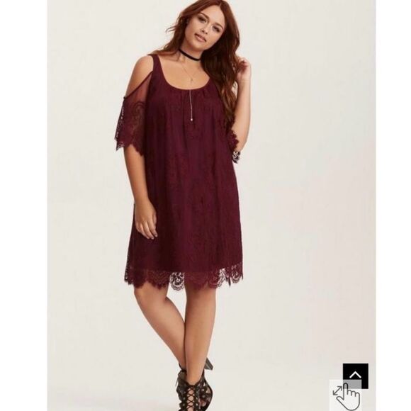 Torrid Burgundy Lace Cold Shoulder Trapeze Midi Dress sz 3X NWT - Picture 1 of 10